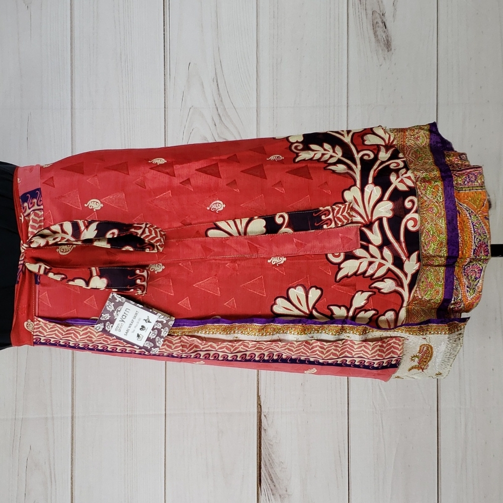 Darn Good Yarn Sari Silk Wrap Skirt Tea XL/Plus